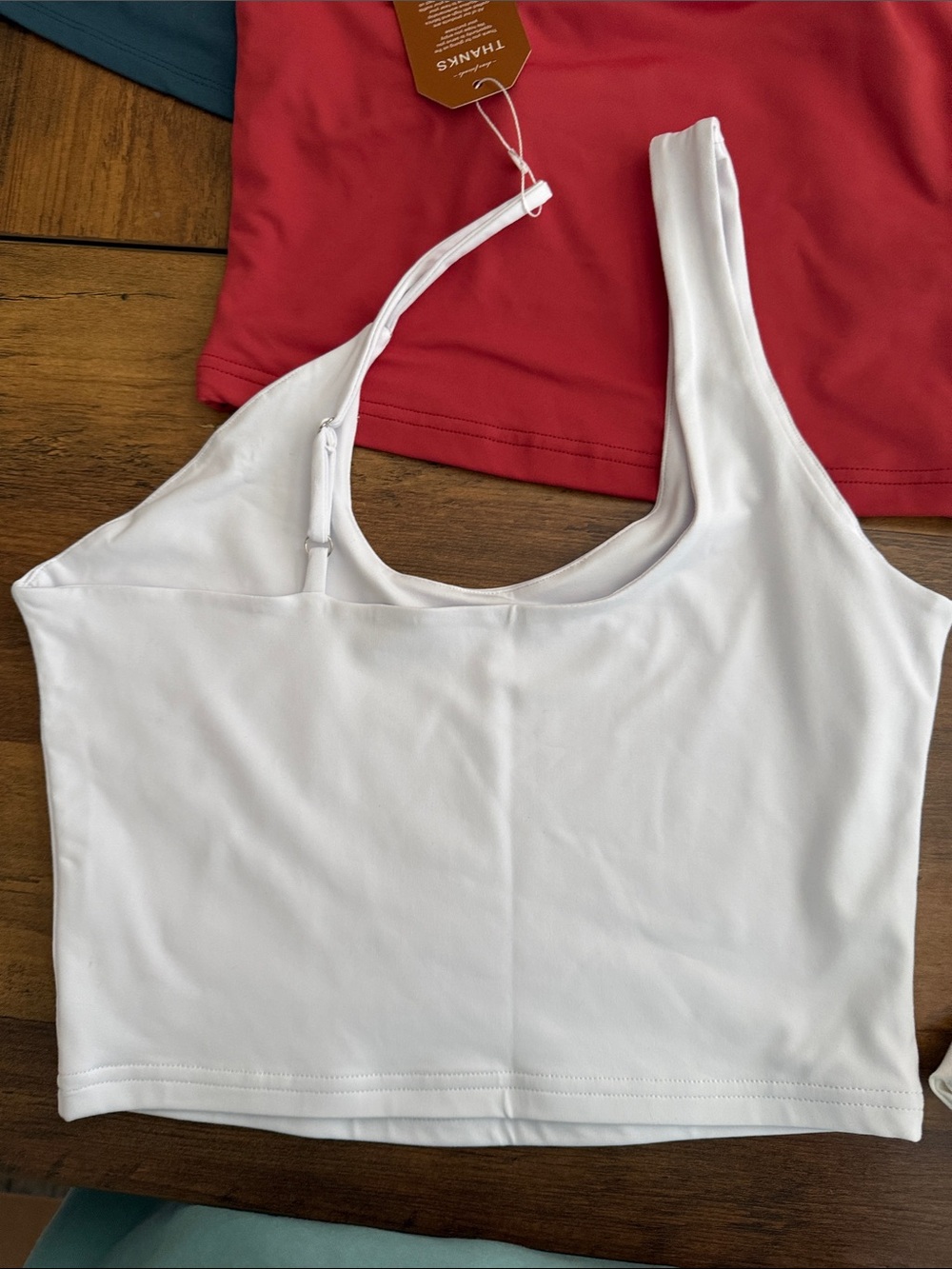 6 cropped Assorted Women’s Tank Tops — White, Red, Teal - Picture 7 of 13